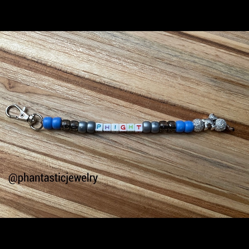 Pulmonary Hypertension Awareness Purple and Zebra “Phight” Handmade Keychain